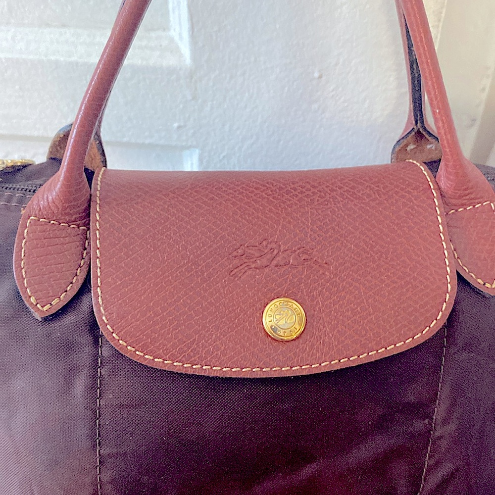 Brown small mini authenticated Longchamp brown tote